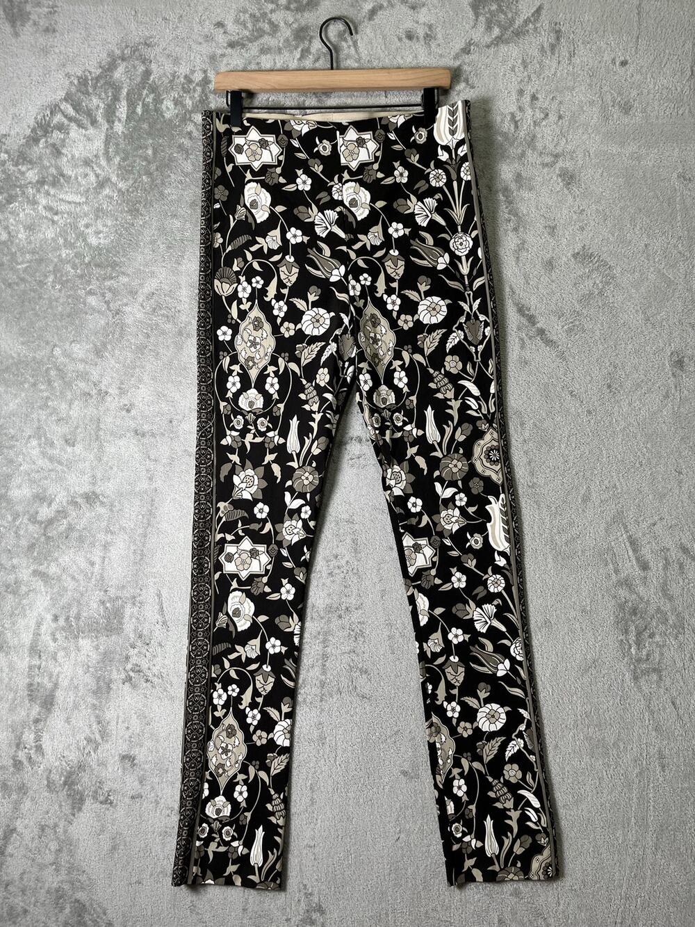 Gretchen Scott Gripless Midnight Garden Floral Pull On Pants Size Large Tall
